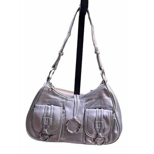 JC Fashion Silver Shoulder Bag. 2 Front Pockets, 2 Zippered Compartments. NEW WT